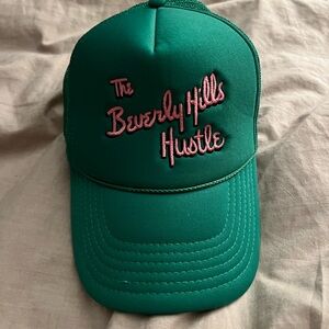 Green Cap with Pink Embroidery